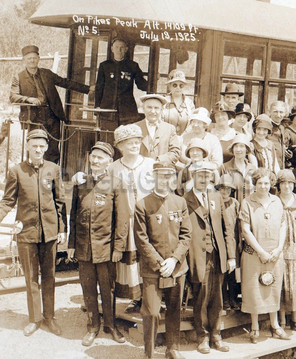 Pike's Peak Manitou Colorado COG Road Railway Antique Veterans Group Photo