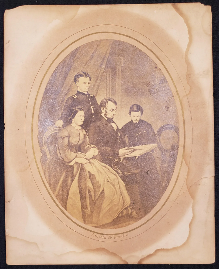 Abraham Lincoln Civil War President with Family Antique Albumin Photo