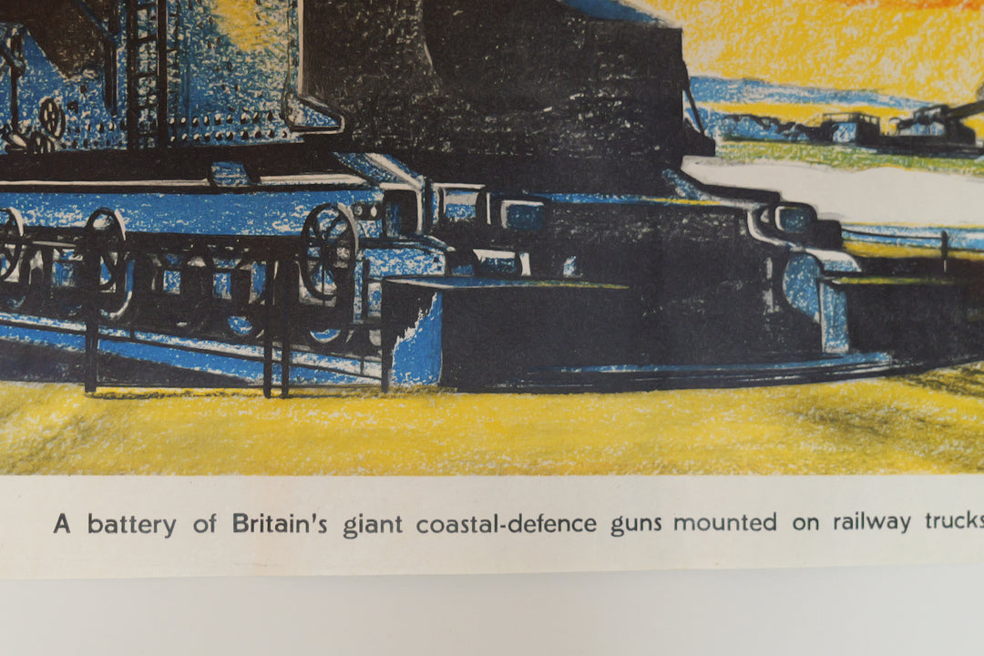 British WWII Homefront Propaganda Poster Railway Howitzer Gun by Roland Davies