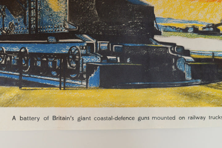 British WWII Homefront Propaganda Poster Railway Howitzer Gun by Roland Davies