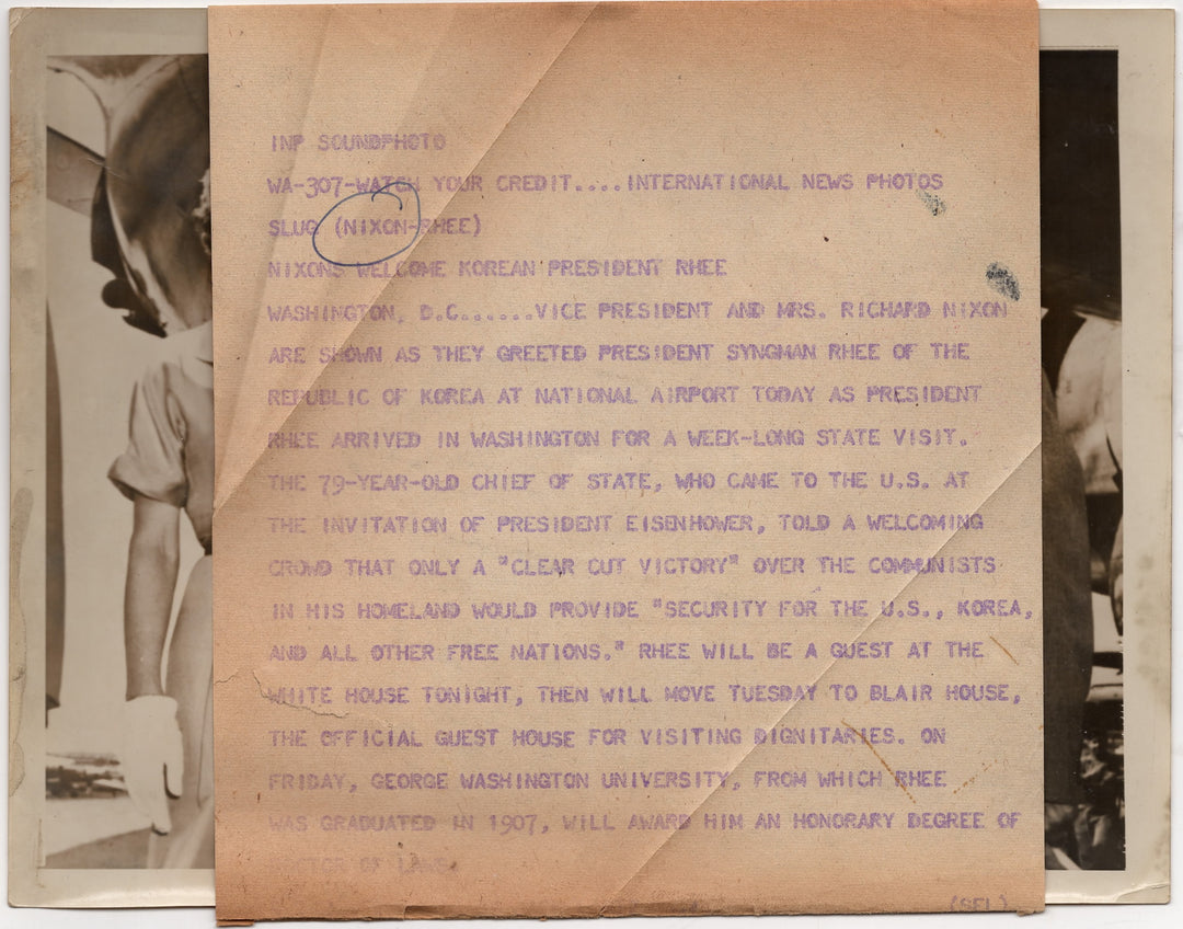 Richard Nixon VP President Rhee Korea Original Political Press Photo 1953