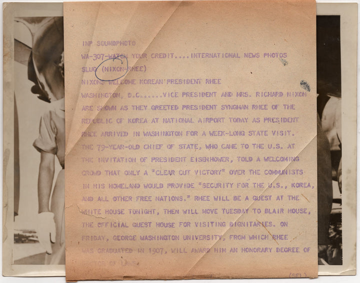 Richard Nixon VP President Rhee Korea Original Political Press Photo 1953