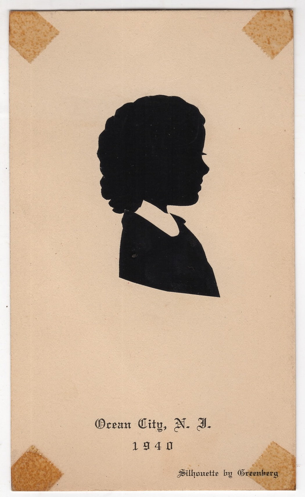 Lovely Girl in Braids Side Profile Silhouette Antique Folk Art Atlantic City NJ