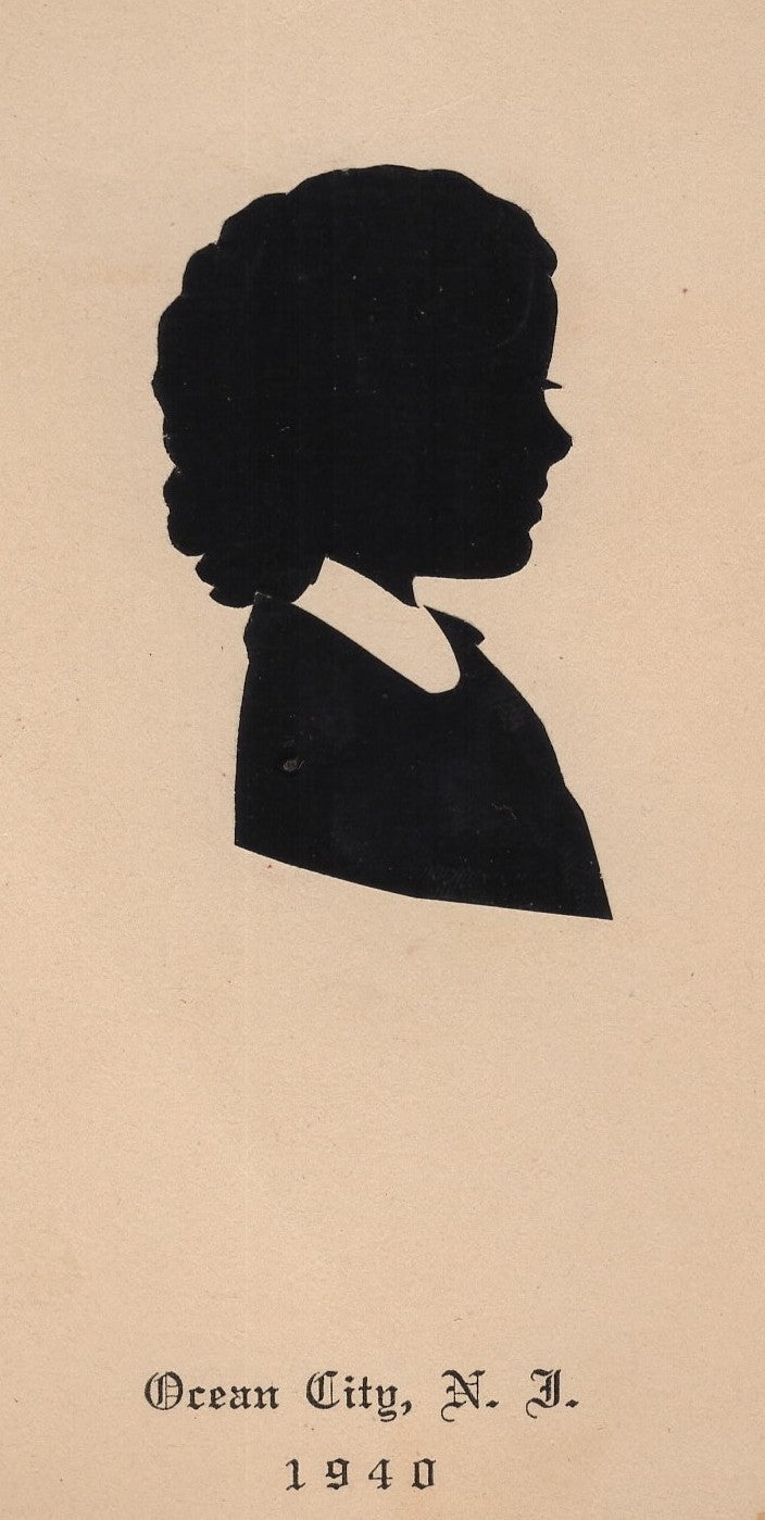 Lovely Girl in Braids Side Profile Silhouette Antique Folk Art Atlantic City NJ