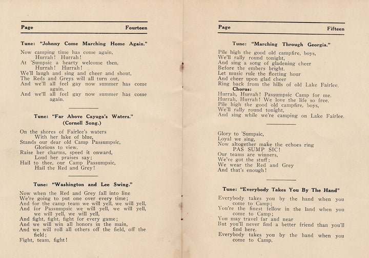 Camp Passumpsic Fairlee Vermont Christmas Camping Song Book 1920s