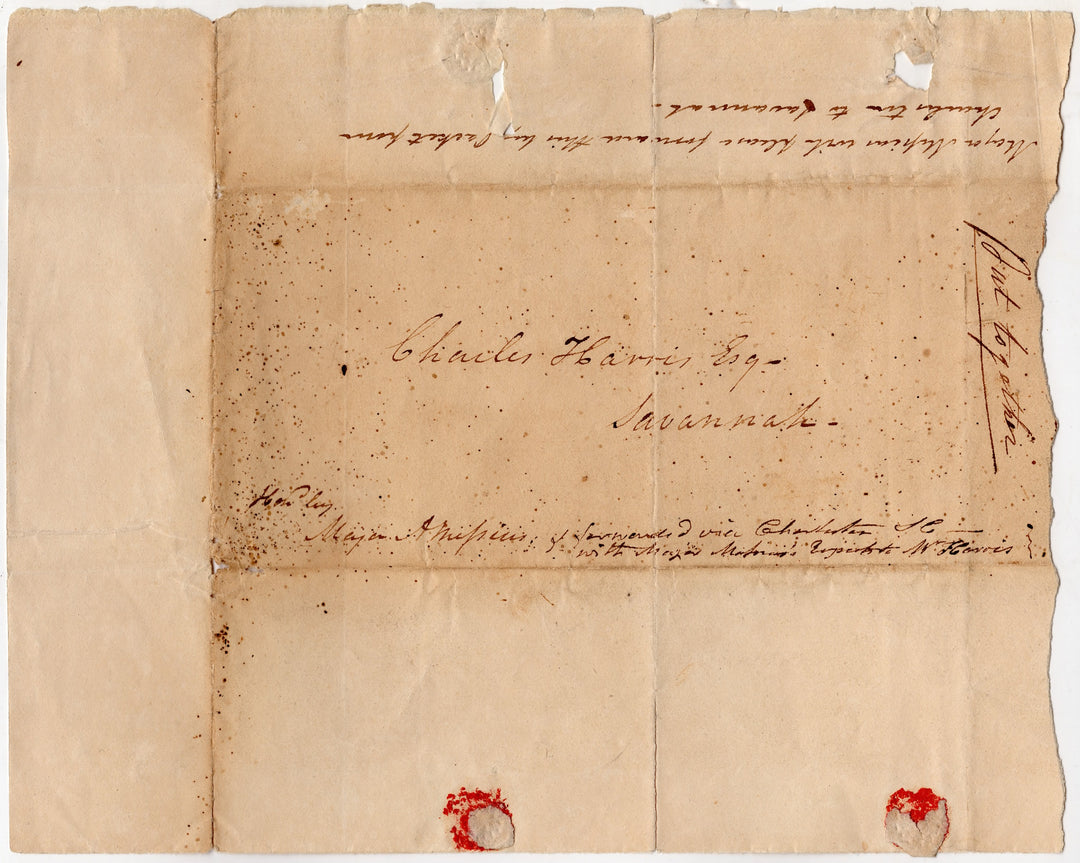 Charles Harris Savannah GA Mayor Antique Manuscript Postal Cover with Seal