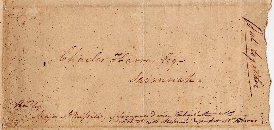 Charles Harris Savannah GA Mayor Antique Manuscript Postal Cover with Seal