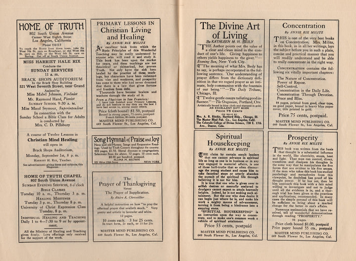 Annie Rix Militz New Thought Metaphysical Master Mind Magazine Sept 1919