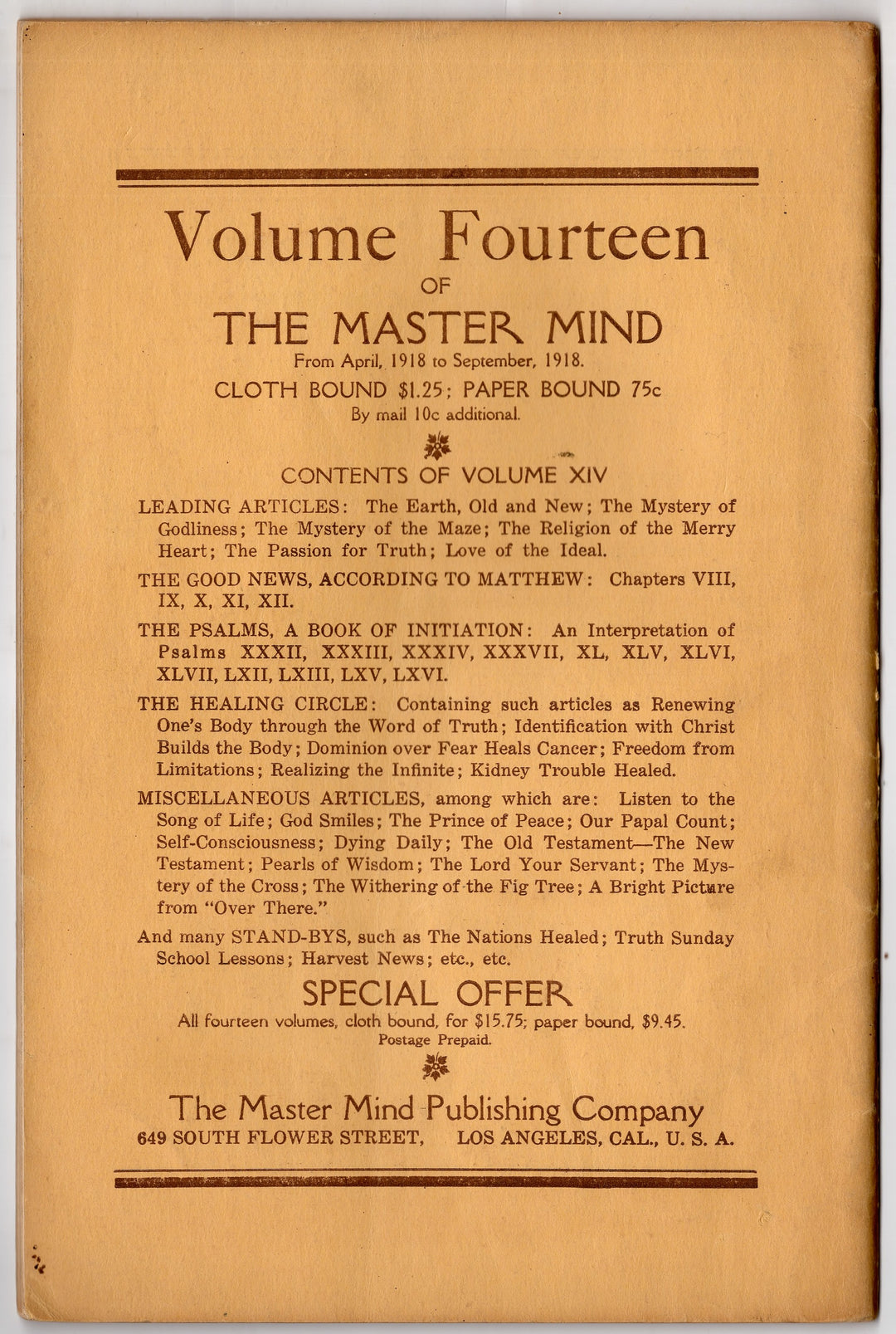 Annie Rix Militz New Thought Metaphysical Master Mind Magazine Sept 1918
