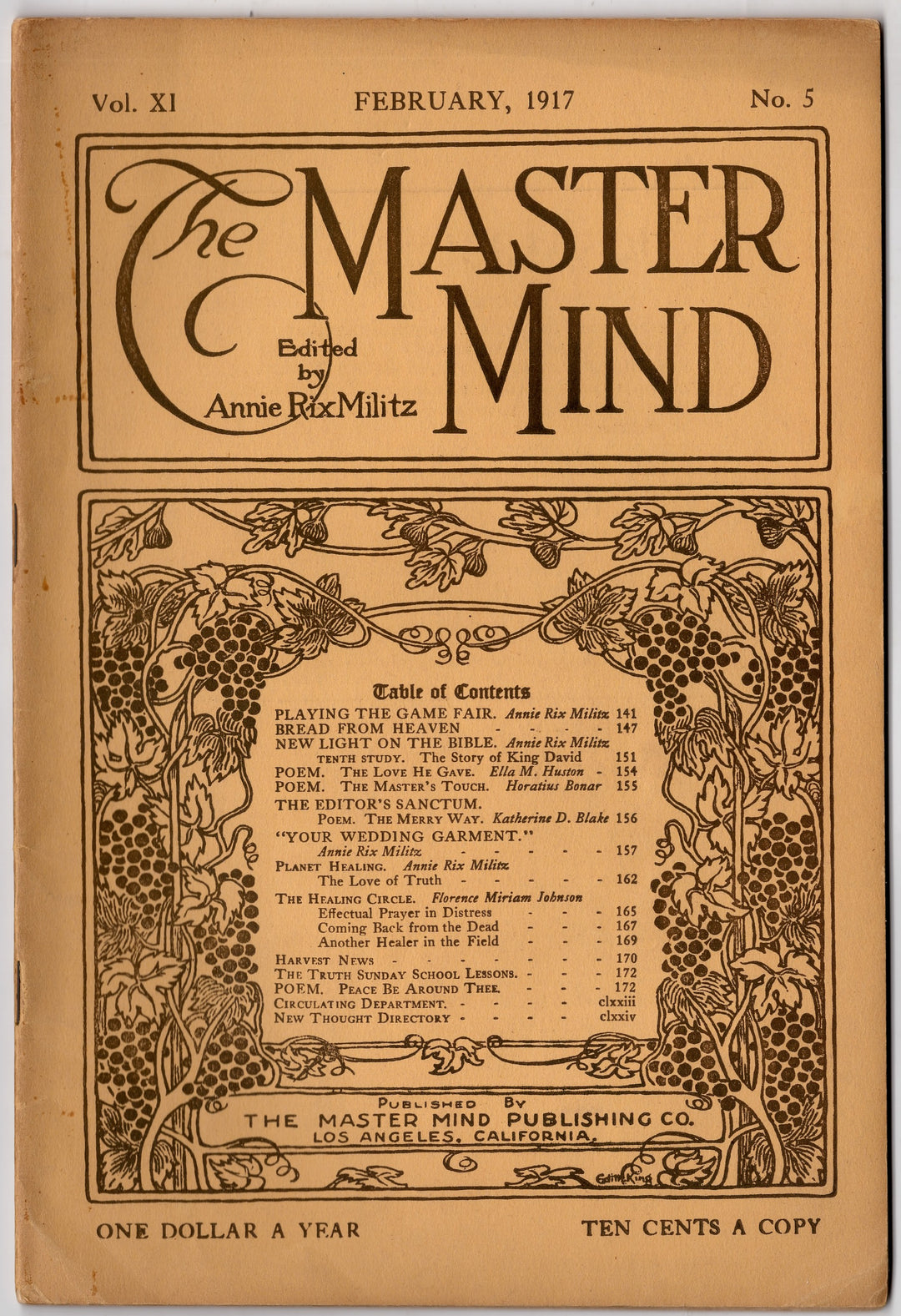 Annie Rix Militz New Thought Metaphysical Master Mind Magazine Feb 1917
