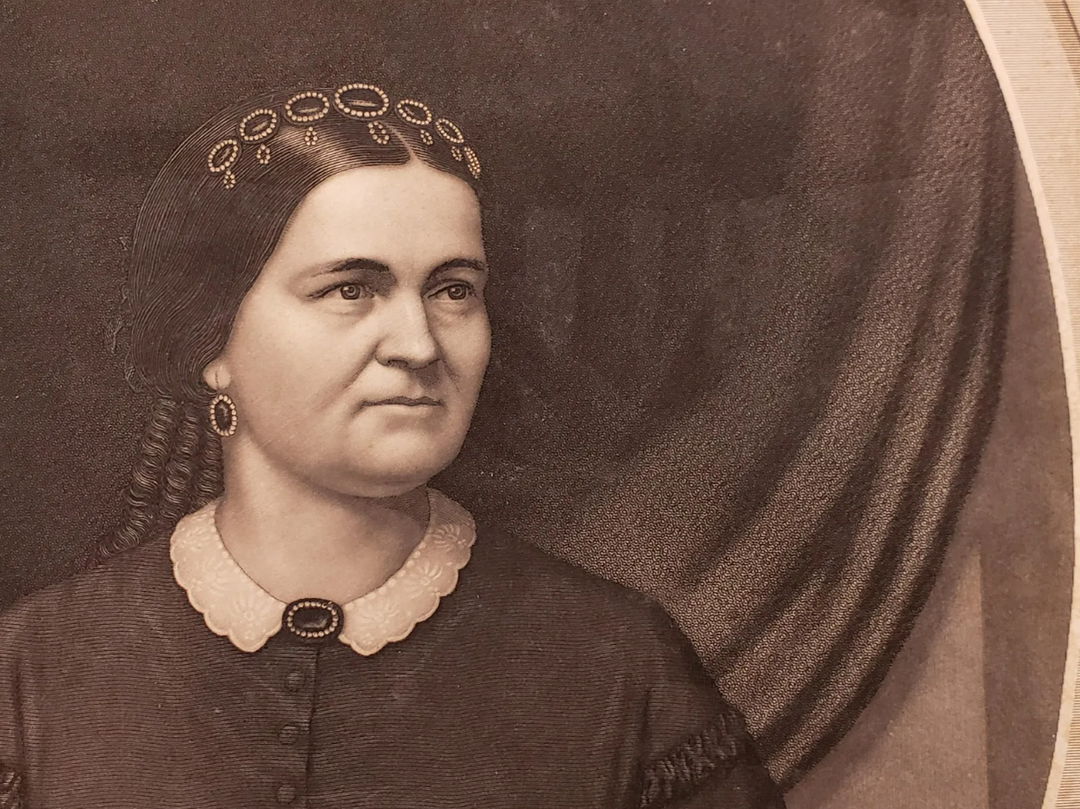 First Lady Mary Todd Lincoln Portrait Original Antique Sartain Engraving Print