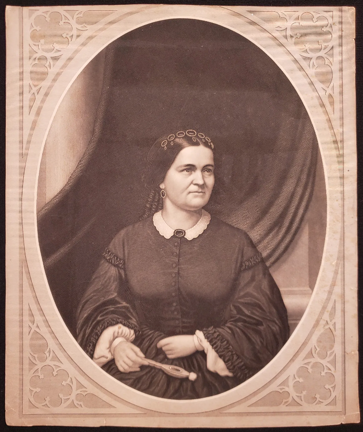 First Lady Mary Todd Lincoln Portrait Original Antique Sartain Engraving Print