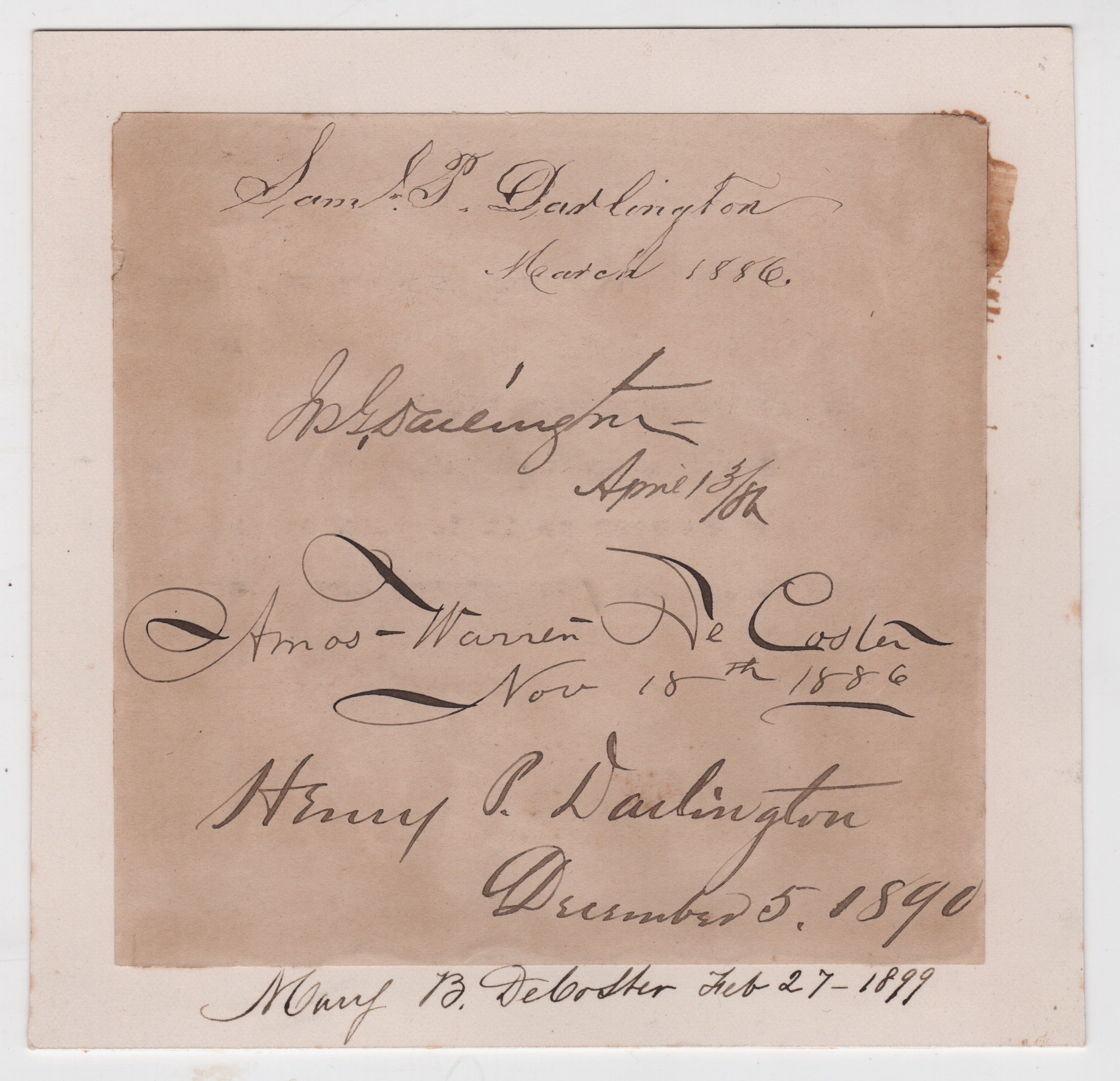 Joseph Darlington Civil War Rifleman Philadelphia Union League President Autograph
