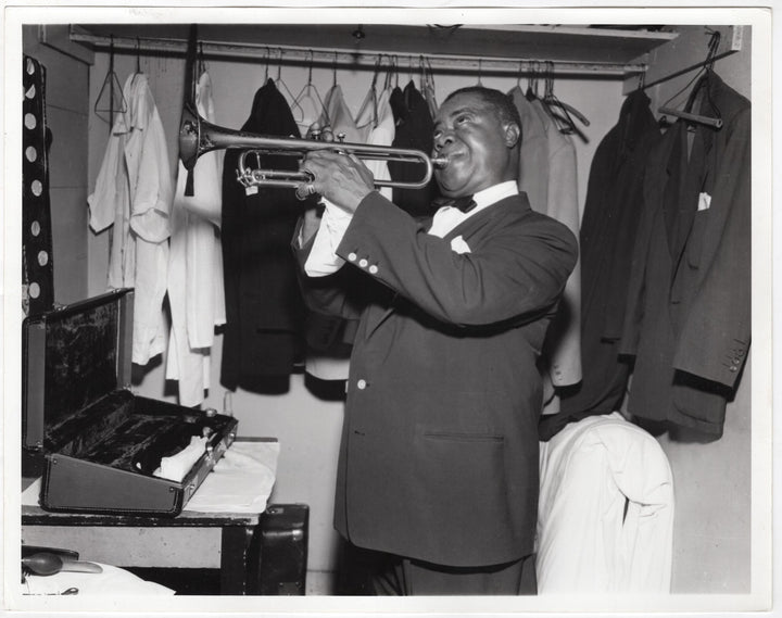 Louis Armstrong Humorous Dressing Room Music Photo Frank Driggs Collection 1955