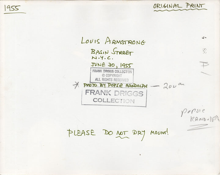 Louis Armstrong Humorous Dressing Room Music Photo Frank Driggs Collection 1955