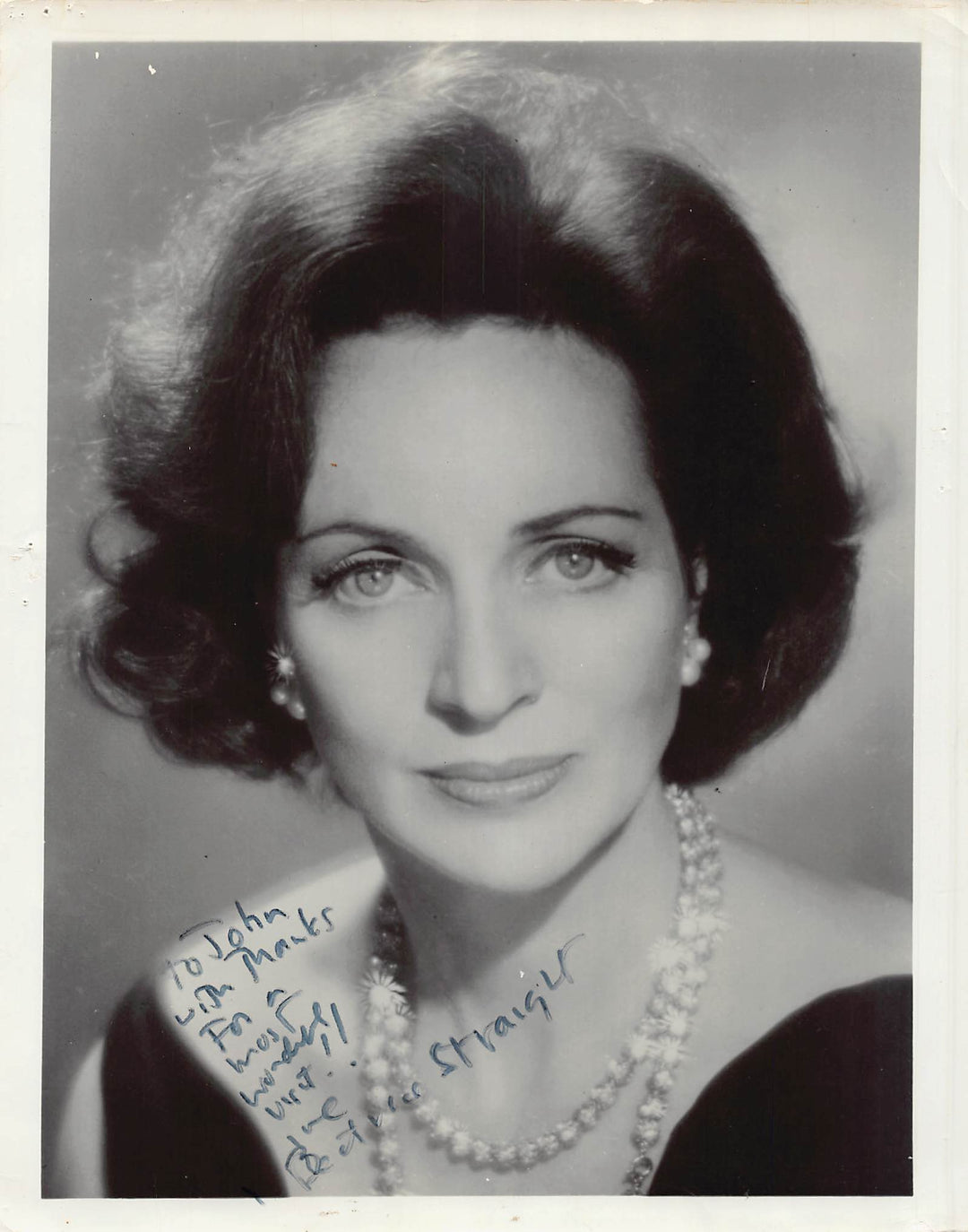 Beatrice Straight Network Oscar Winning Actress Autograph Signed Twice Vintage 8x10 Photo