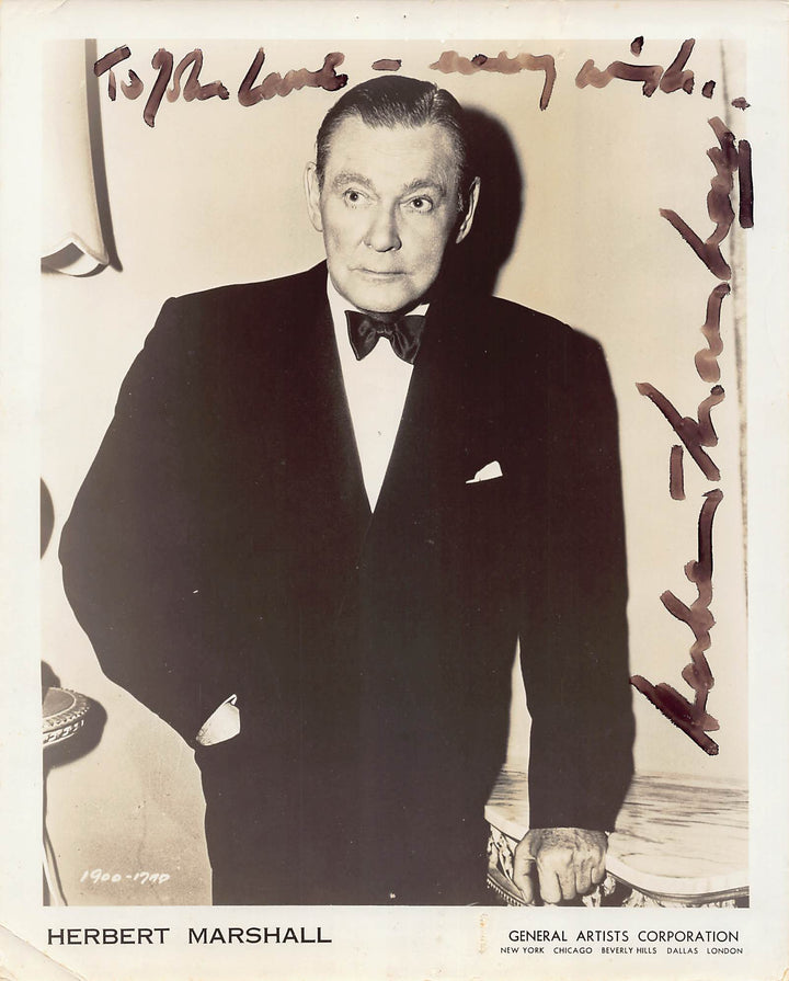 Herbert Marshall The Letter Hollywood Actor Autograph Signed Vintage 8x10 Movie Photo