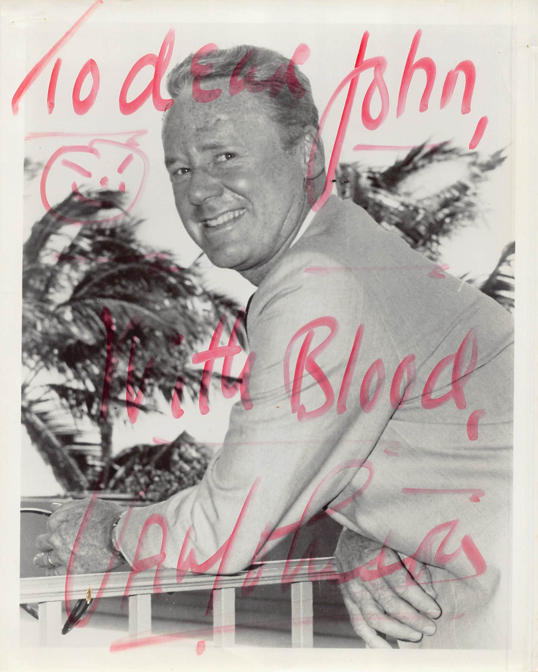 Van Johnson MGM Caine Mutiny Film Actor Autograph Signed Vintage 8x10 Photo with Doodle