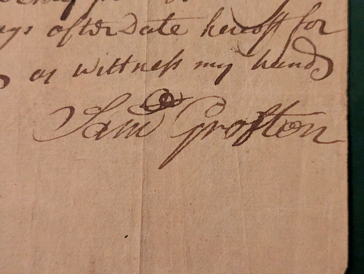 Thomas Hancock 1732 Promissory Note to Sam Grafton John Ruck of Boston MA