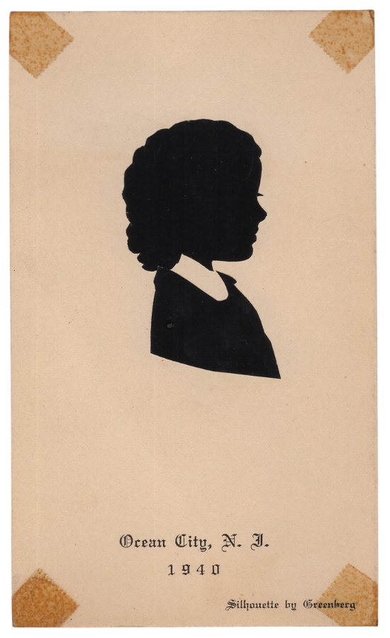 Lovely Girl in Braids Side Profile Silhouette Antique Folk Art Atlantic City NJ