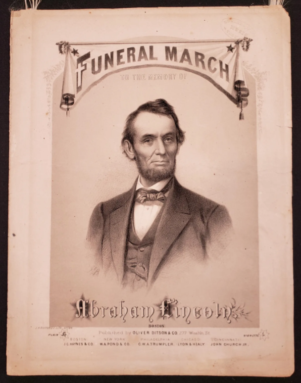 President Abraham Lincoln Memorial Funeral March Antique Sheet Music Broadside