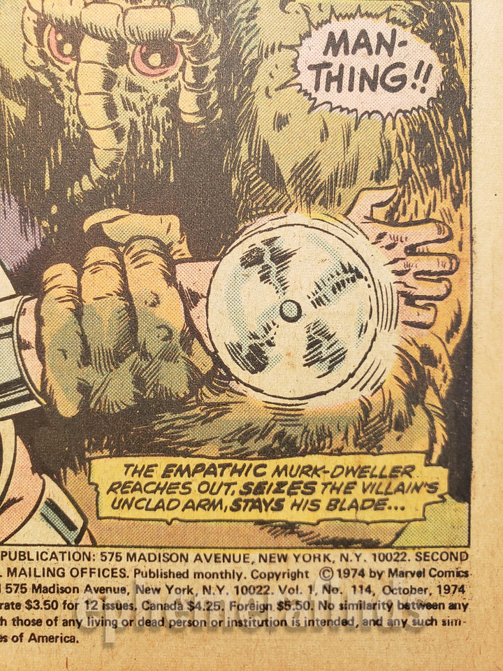 Daredevil vs Man-Thing Vintage Marvel Comic Book - Daredevil #114