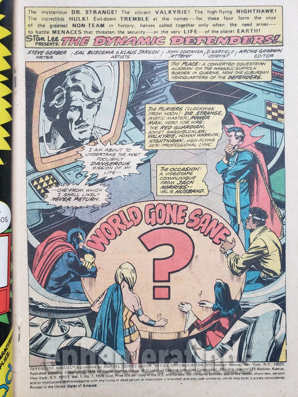 Marvel's The Defenders #1 Vintage King-Size Comic Book - Doctor Strange 1976