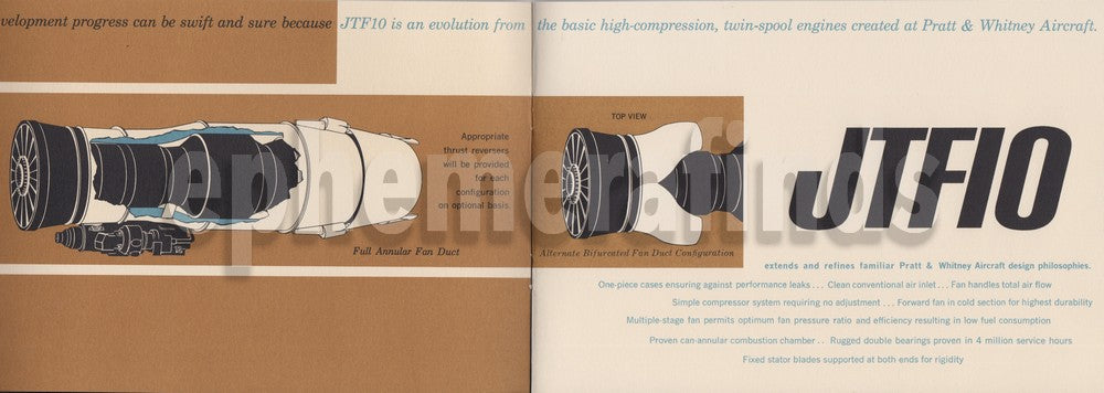 Pratt & Whitney JTF10 (TF30) F6D Missileer Turbofan Jet Engine Advertising Booklet
