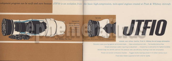 Pratt & Whitney JTF10 (TF30) F6D Missileer Turbofan Jet Engine Advertising Booklet