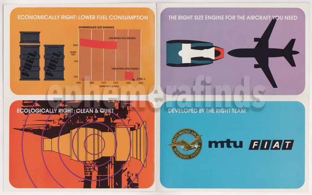 Pratt & Whitney PW2000 JT10D Aircraft Jet Engine Aviation Advertising Brochure