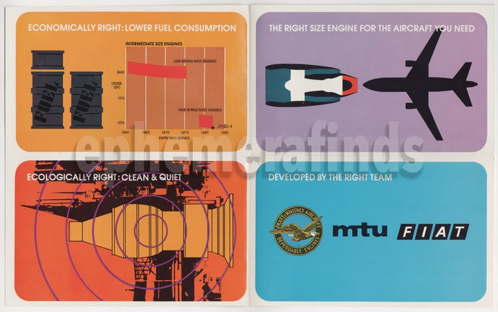 Pratt & Whitney PW2000 JT10D Aircraft Jet Engine Aviation Advertising Brochure