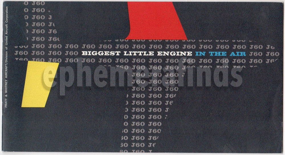 Pratt & Whitney J60 (JT12) Turbojet Engine Cold War Aviation Sales Boo ...