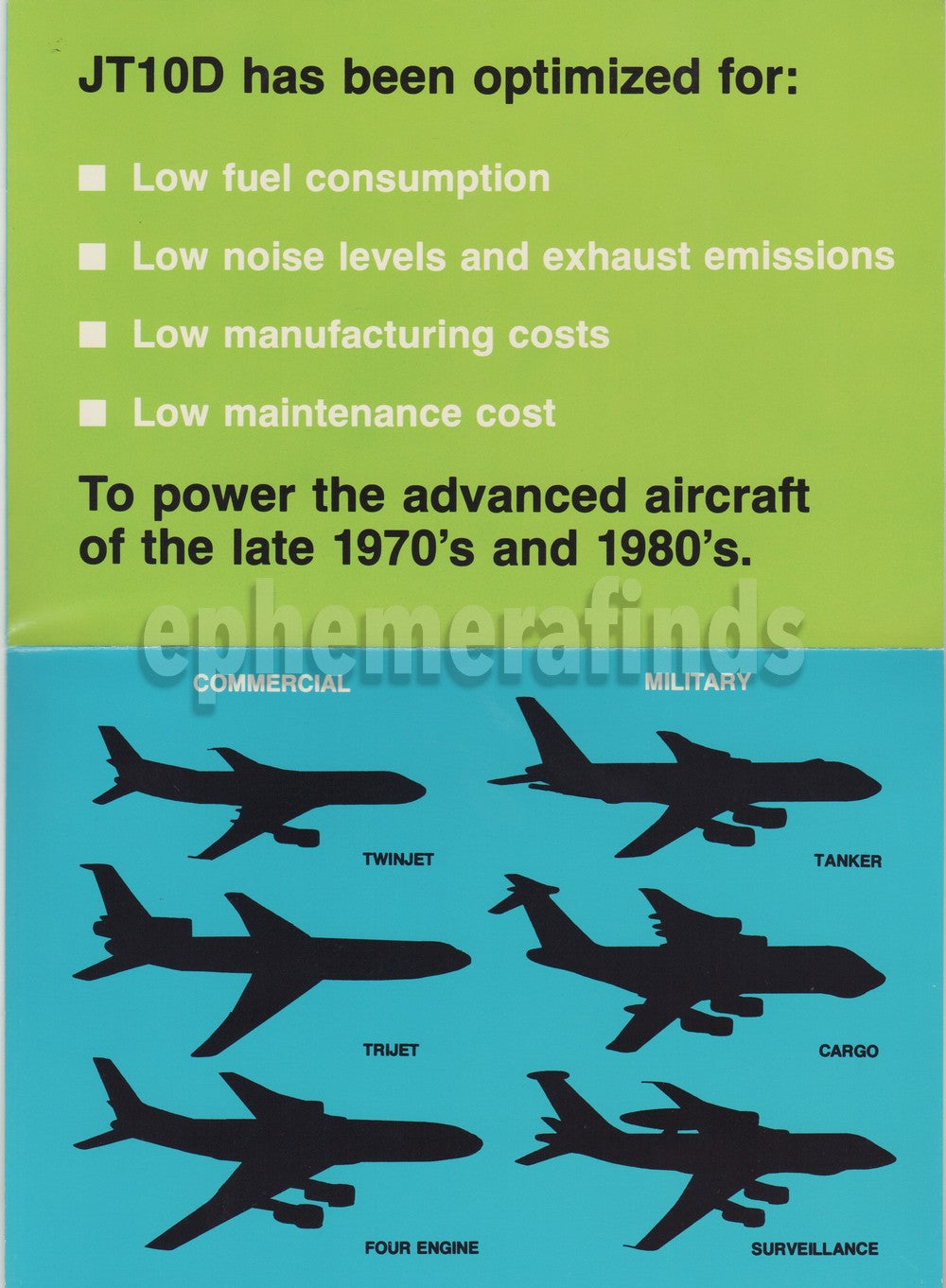 Pratt & Whitney PW2000 JT10D Aircraft Jet Engine Vintage Advertising Brochure