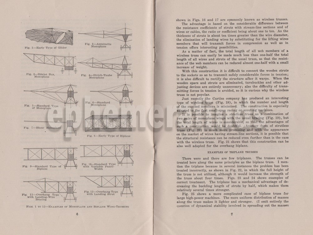 Evolution of Airplane Wings WWI Early Military Aviation Pamphlet by Pawlowski 1917