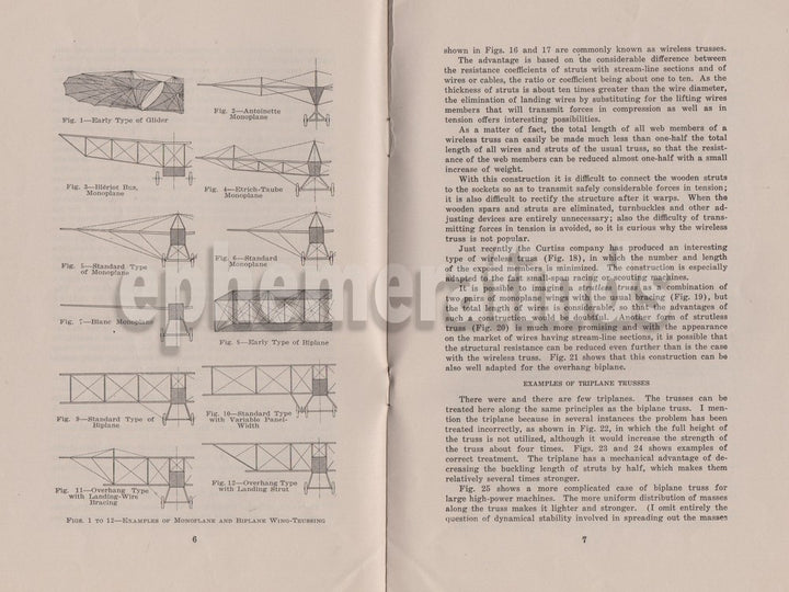Evolution of Airplane Wings WWI Early Military Aviation Pamphlet by Pawlowski 1917