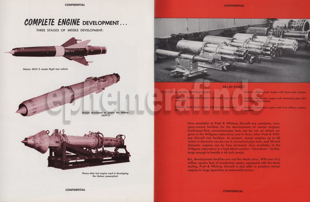 Pratt & Whitney Lockheed A12 Ramjet Engine Cold War Info Booklet 1958