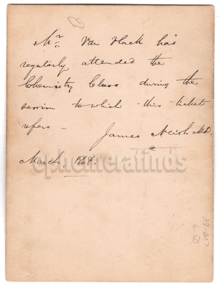 Dr. James Neish Royal College of Physicians Autograph Signed Lecture Card 1868