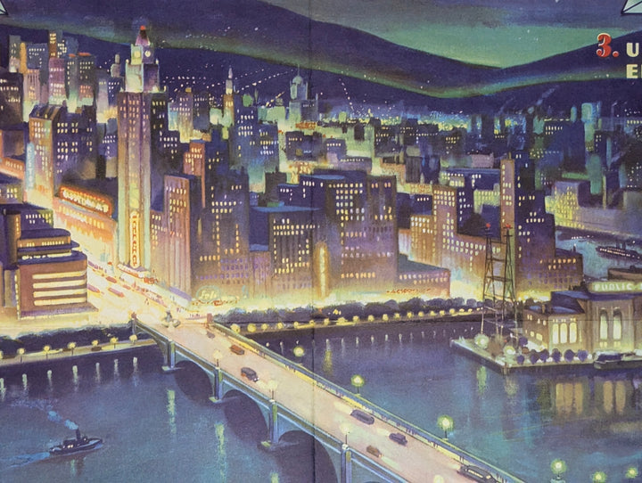 Electrical Grid City Lights Vintage Coca Cola Graphic Art Educational Poster