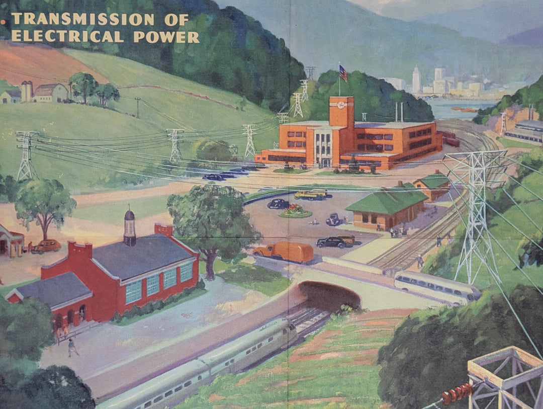 Electrical Grid Industry Vintage Coca Cola Graphic Art Educational Poster