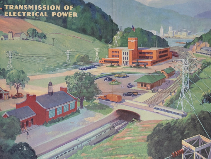 Electrical Grid Industry Vintage Coca Cola Graphic Art Educational Poster