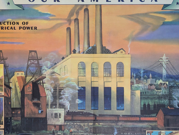 Electrical Power Station Vintage Coca Cola Graphic Art Educational Poster