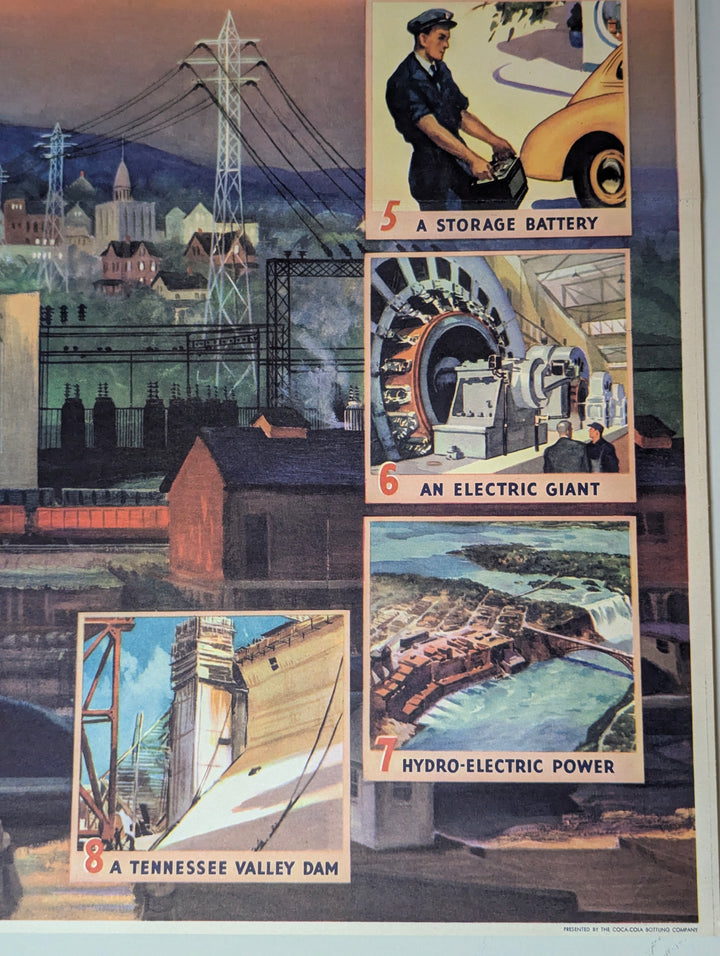 Electrical Power Station Vintage Coca Cola Graphic Art Educational Poster