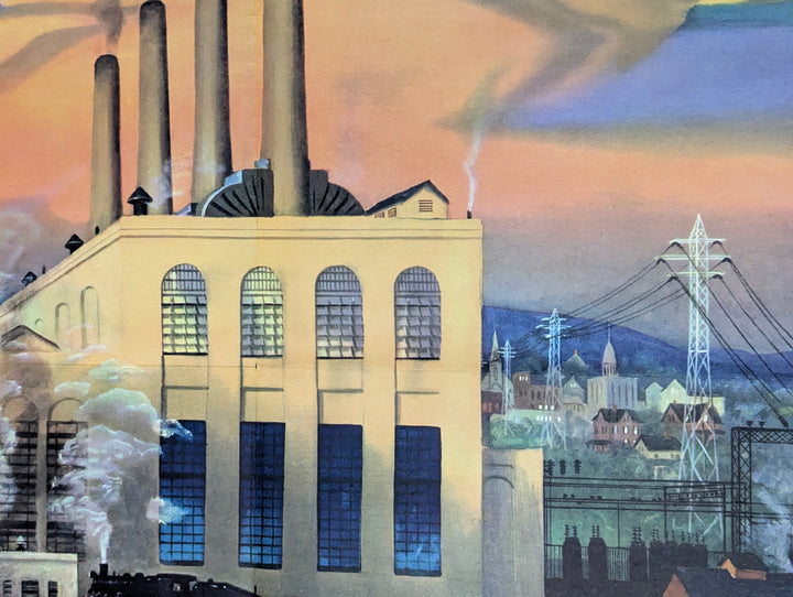 Electrical Power Station Vintage Coca Cola Graphic Art Educational Poster