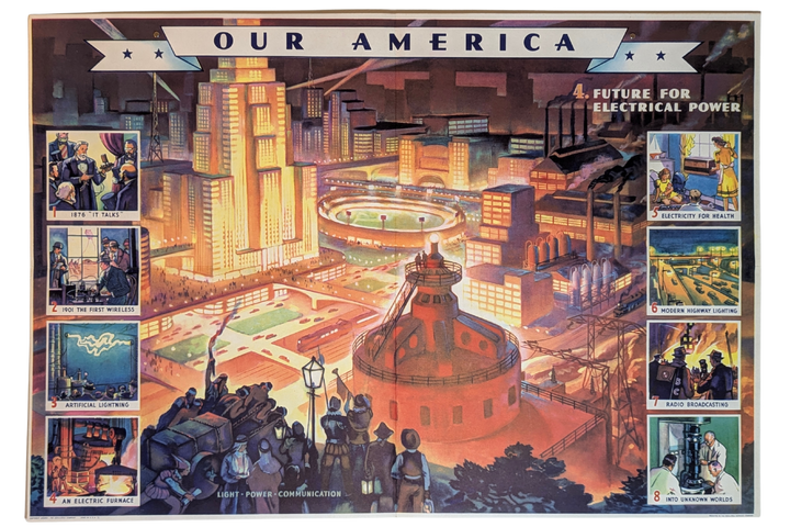 Industrial Americana Vintage Coca Cola Graphic Art Educational Poster