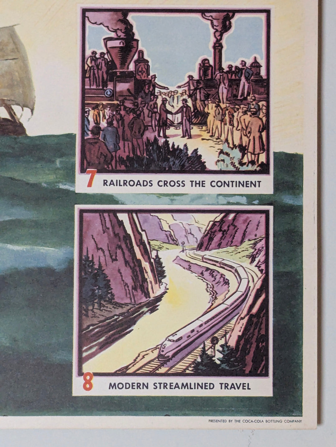 Exploring Ships America Discovery Vintage Coca Cola Graphic Art Educational Poster