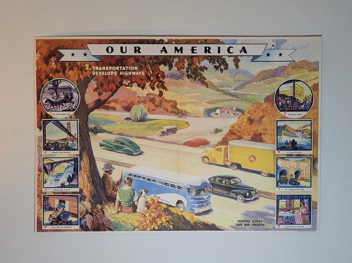 American Highways Trucking Vintage Coca Cola Graphic Art Educational Poster
