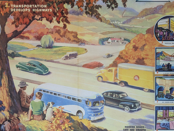 American Highways Trucking Vintage Coca Cola Graphic Art Educational Poster