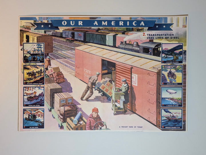 Railroad Freight Yard Vintage Coca Cola Americana Graphic Art Educational Poster