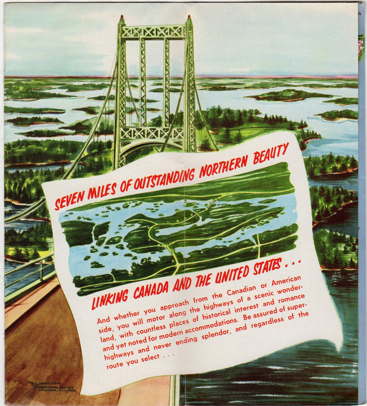 1000 Islands New York Scenic Skyway Canada Vintage Advertising Poster Brochure