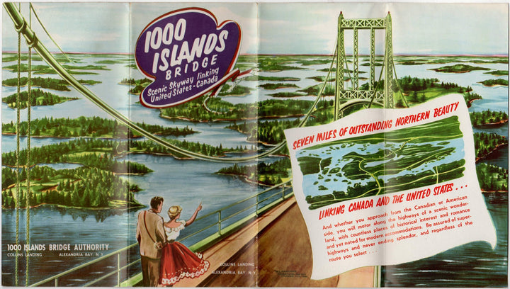 1000 Islands New York Scenic Skyway Canada Vintage Advertising Poster Brochure